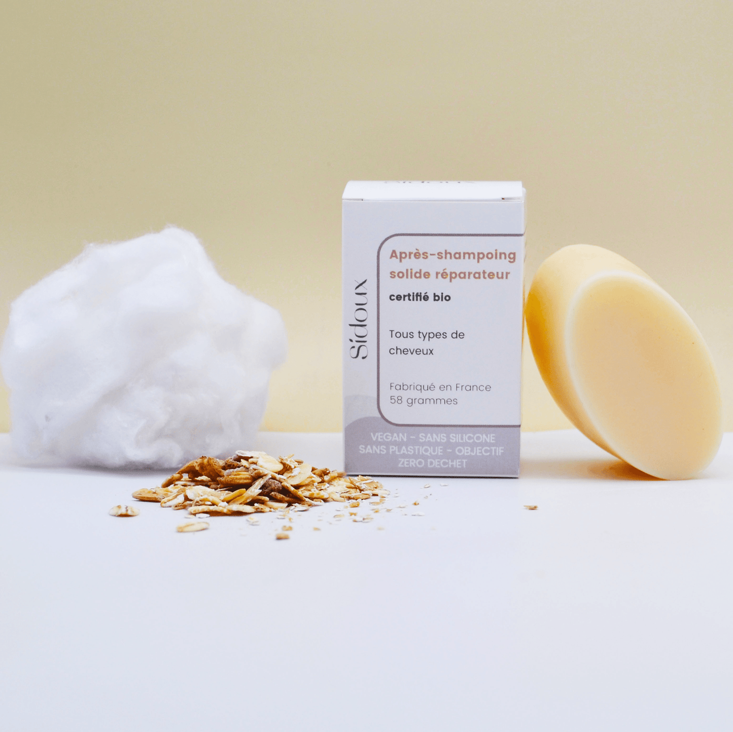 Après-shampoing certifié bio - Sidoux : Cosmétiques solides naturels, éco-responsables & éthiques